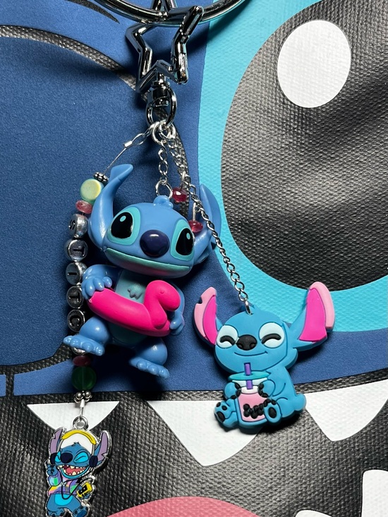 Other - Stitch Summer Fun Bag Charm/Keychain - Blue with Pink Accents